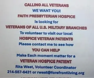 VETERAN TO VETERAN HOSPICE VOLUNTEER