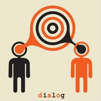 An illustrations with two human outlines with a bullseye in the middle.
