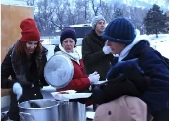 Help the homeless. Distribute food and clothing as a server.