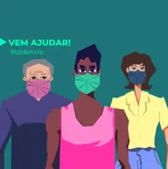 An illustration of people in masks.