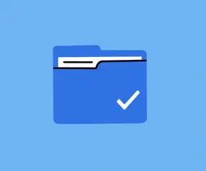 blue folder with a white checkmark