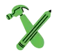Green hammer and pencil icons