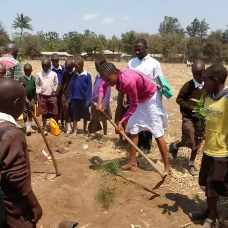 Planting trees with school kids