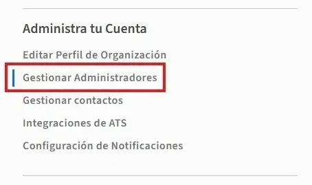 Imagen mostrando cómo gestionar administradores en Idealist.
