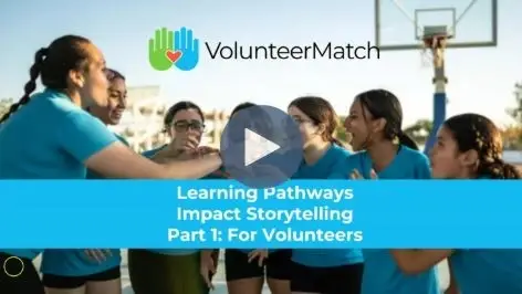 happy women's sports team huddle banner impact storytelling for volunteers