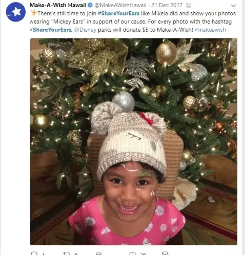 Social media post from Make-A-Wish Hawaii.