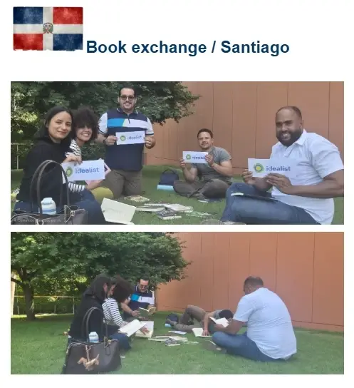 The Idealists of the Dominican Republic group hosts a book swap in Santiago.
