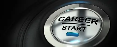 A button that says career start on it.