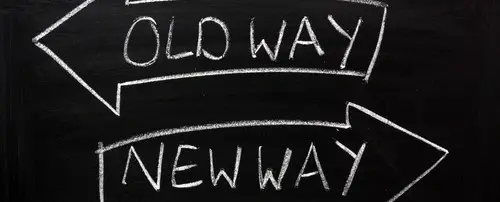 Chalkboard drawing of two arrows pointing both sides.