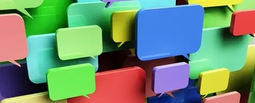 Different colored speech bubbles.