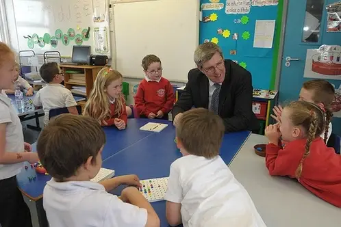 group of young students with teacher