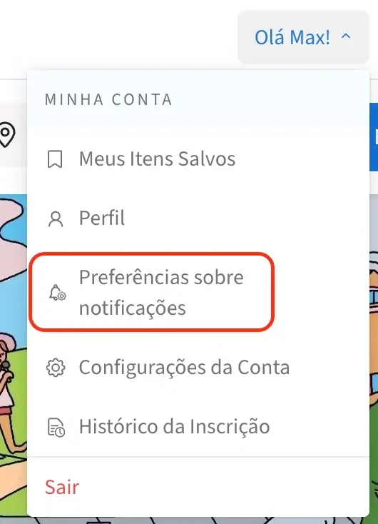 Captura de tela do site do Idealist mostrando como modificar as notificações.