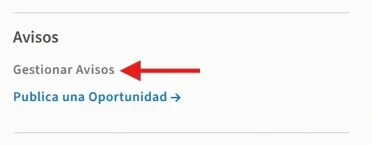 Captura de pantalla gestionar avisos