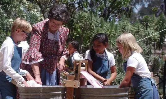 Fourth-grade field Trip docents at Rancho Los Cerritos