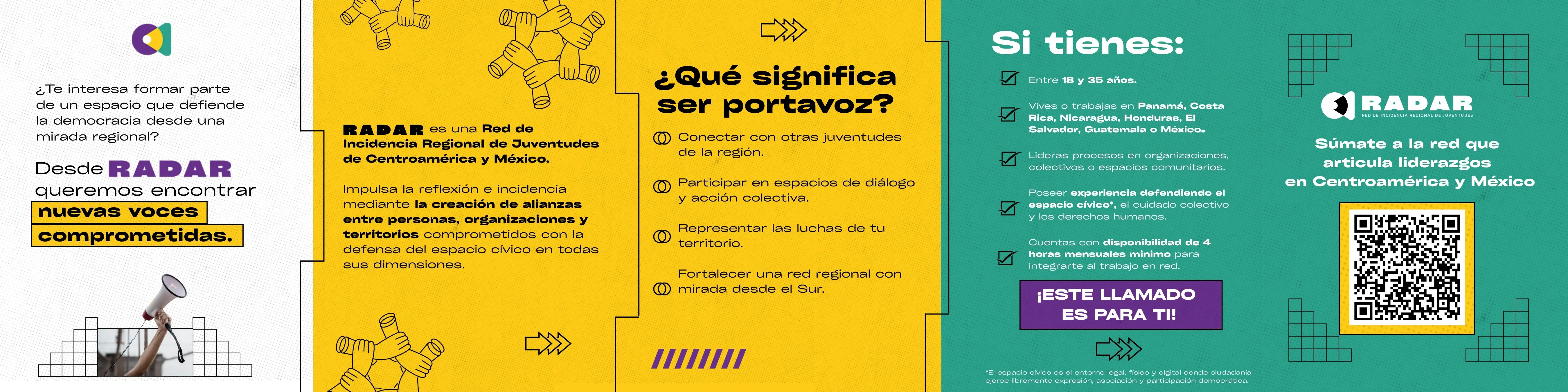Convocatoria para 10 portavoces por país en Panamá, Costa Rica, Nicaragua, Honduras, El Salvador, Guatemala y México.