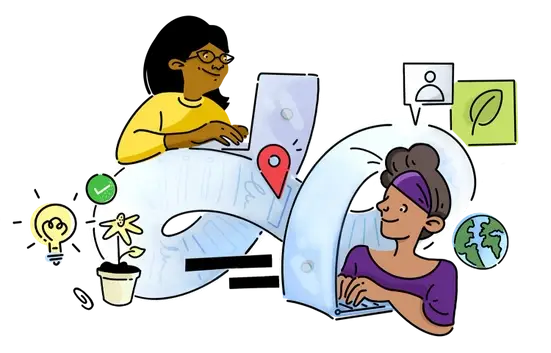 mujeres comunicándose virtualmente