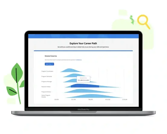 An image of Idealist's Career Path Visualization tool on a laptop screen.