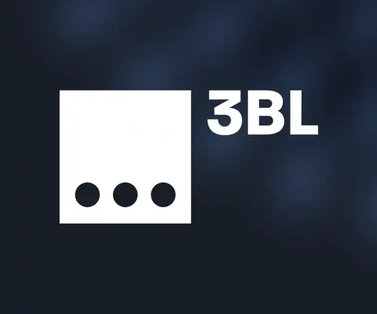 3BL logo, with the letters 3BL and the mark: a white square with three black dots at the bottom