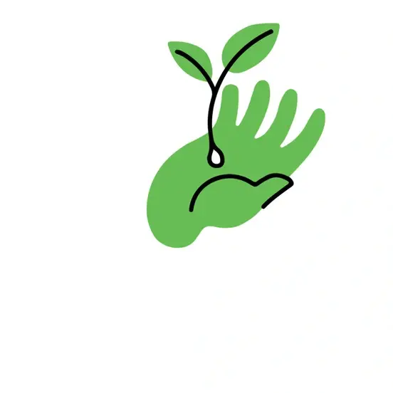 A hand holding a plant.