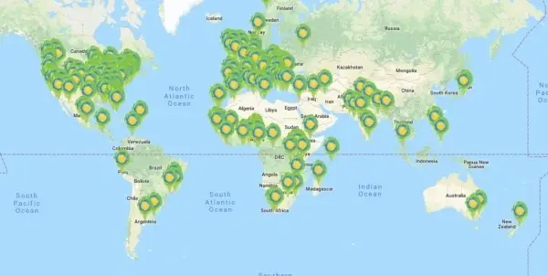 Mapa con puntos donde hay Idealist Days