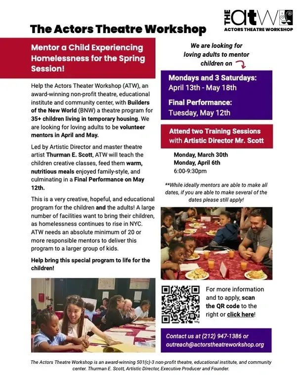 Volunteer at Award-Winning Theatre and Mentor Children - April 13 - May 18