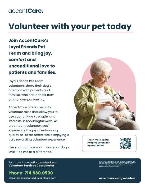 Volunteer With Your Pet – AccentCare Hospice (In-Person)