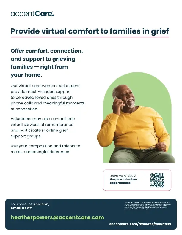 Make a Meaningful Difference from the Comfort of Home: Seeking compassionate volunteers to join our team of bereavement callers.