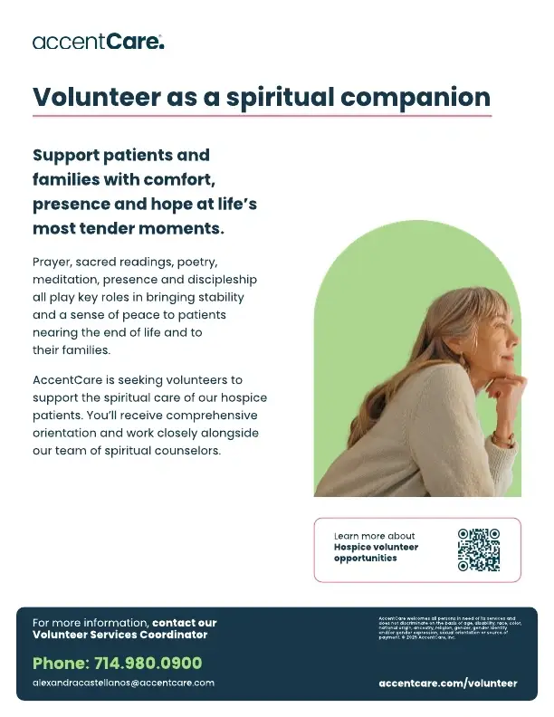 Spiritual Companion Volunteer- AccentCare Hospice