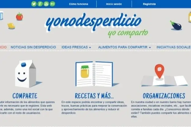 Captura de pantalla de la página de Yo no Desperdicio