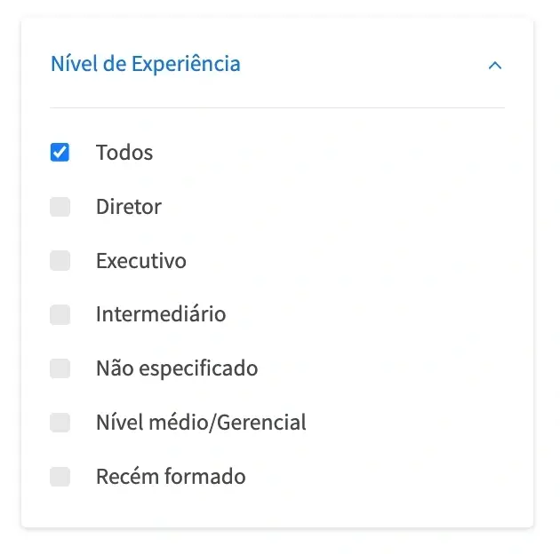 Imagem mostrando ao usuário como definir o nível de experiência no Idealist