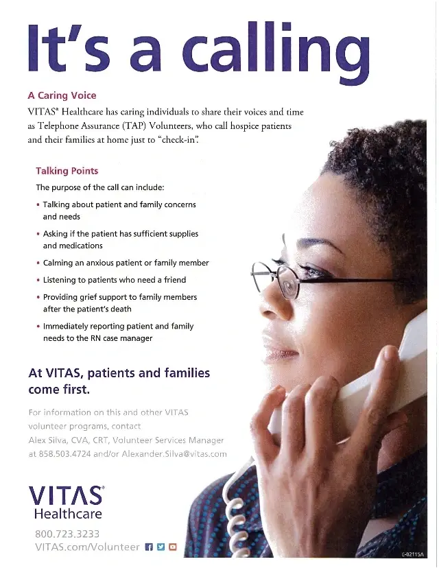 A Hospice Telephone Assurance Program (TAP) Volunteer