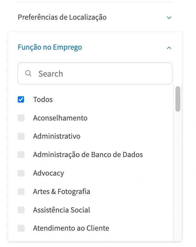 Imagem mostrando como selecionar funções de trabalho no Idealist