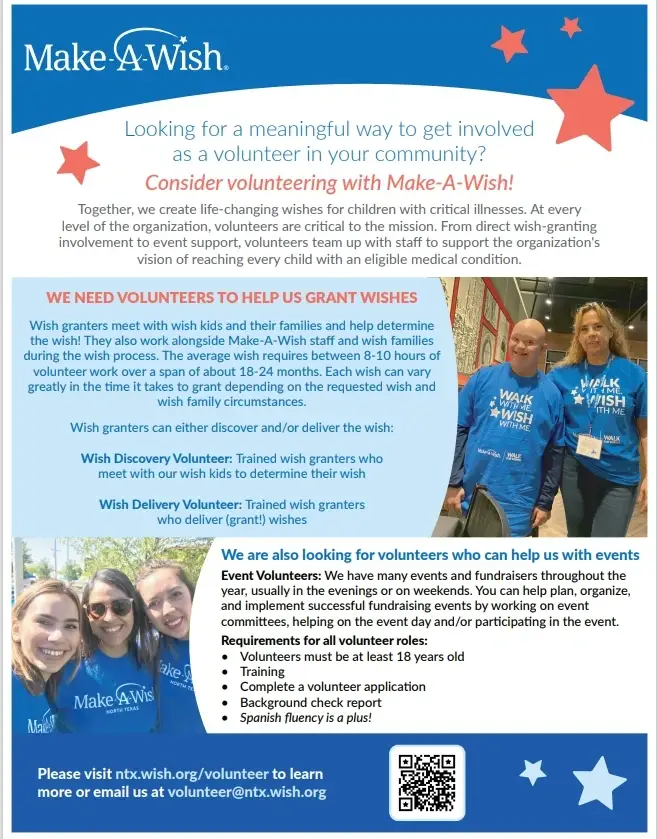 Wish Granting Volunteer Opportunity (Bilingual & English)