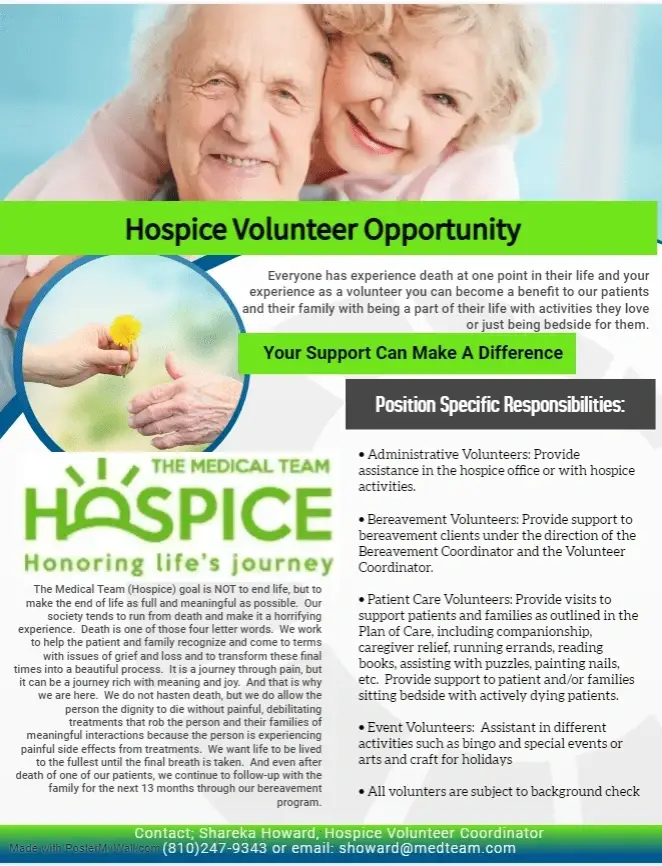 Hospice Companionship Volunteers Needed-Fenton/Linden