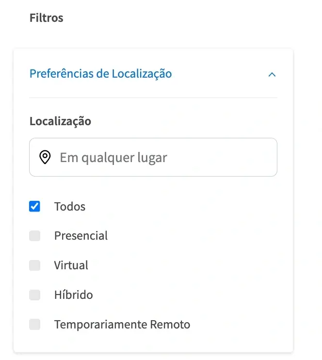 Imagem mostrando como definir as preferências de localização no Idealist