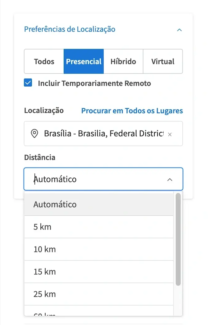 A screenshot of the Idealist website showing Radius search filter.