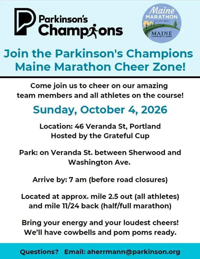 Cheer at the Maine Marathon with the Parkinson's Foundation!