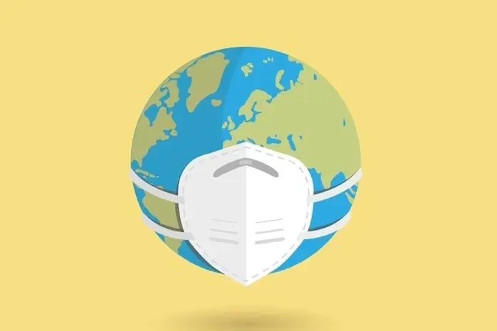 Ilustración de un planeta con mascarilla