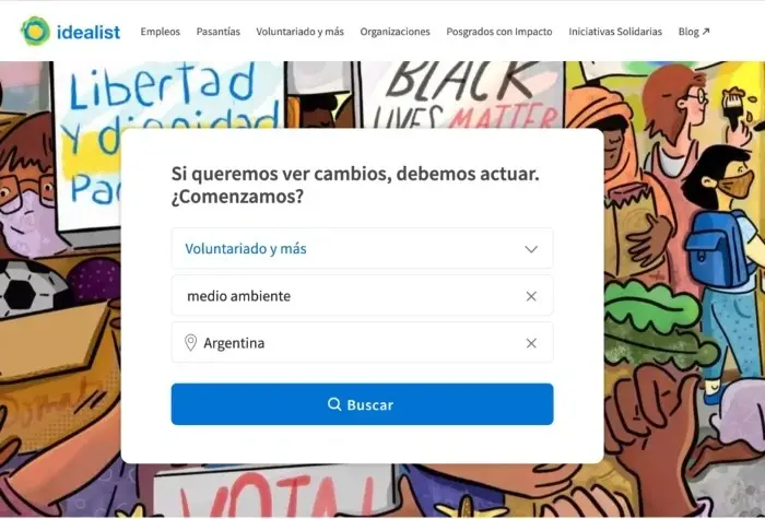 Screen shot del buscado de Idealist