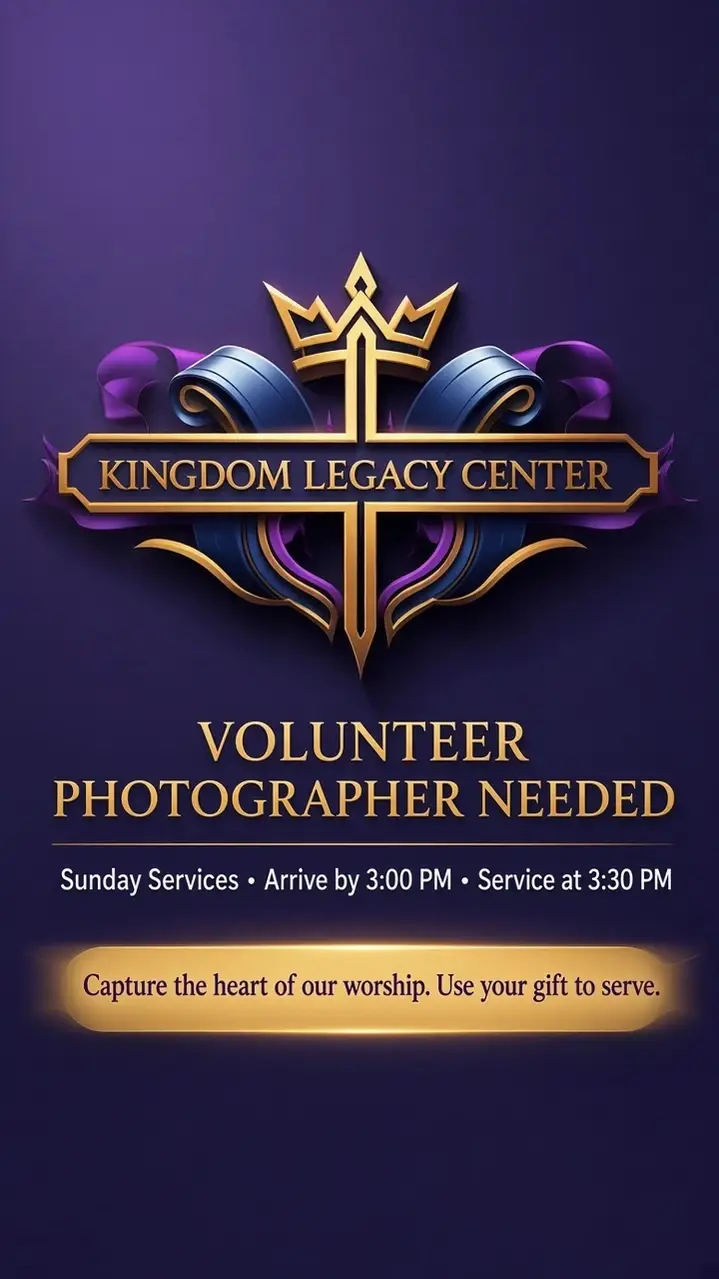 Volunteer Photographer for Sunday Worship Services