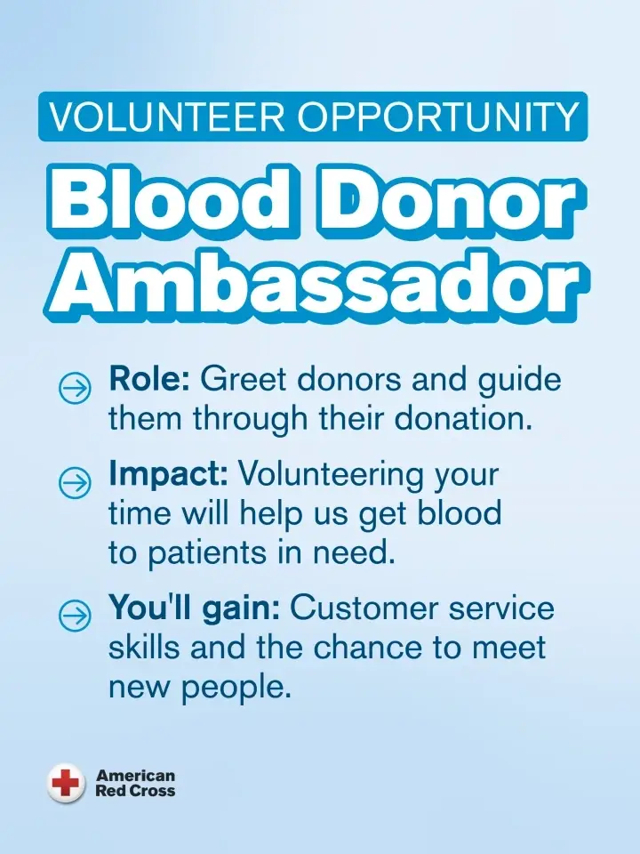 Your smile can save lives. Volunteer as a Blood Donor Ambassador and support donors from the moment they arrive.