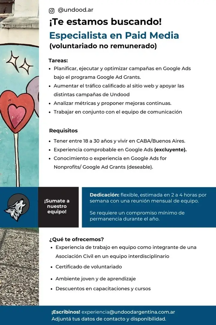 Especialista en Paid Media (Voluntariado no remunerado)