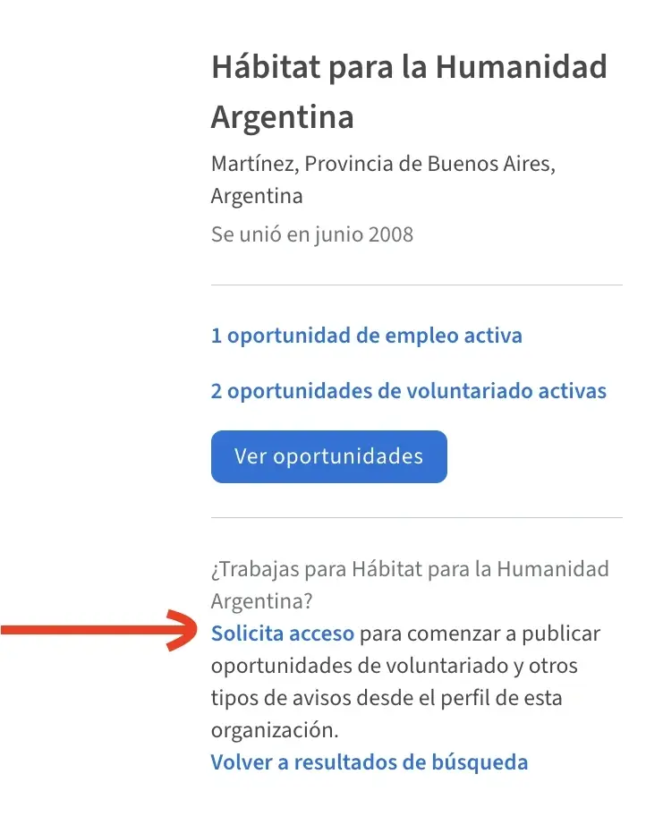 Captura de pantalla de sección para Solicitar ser administrador