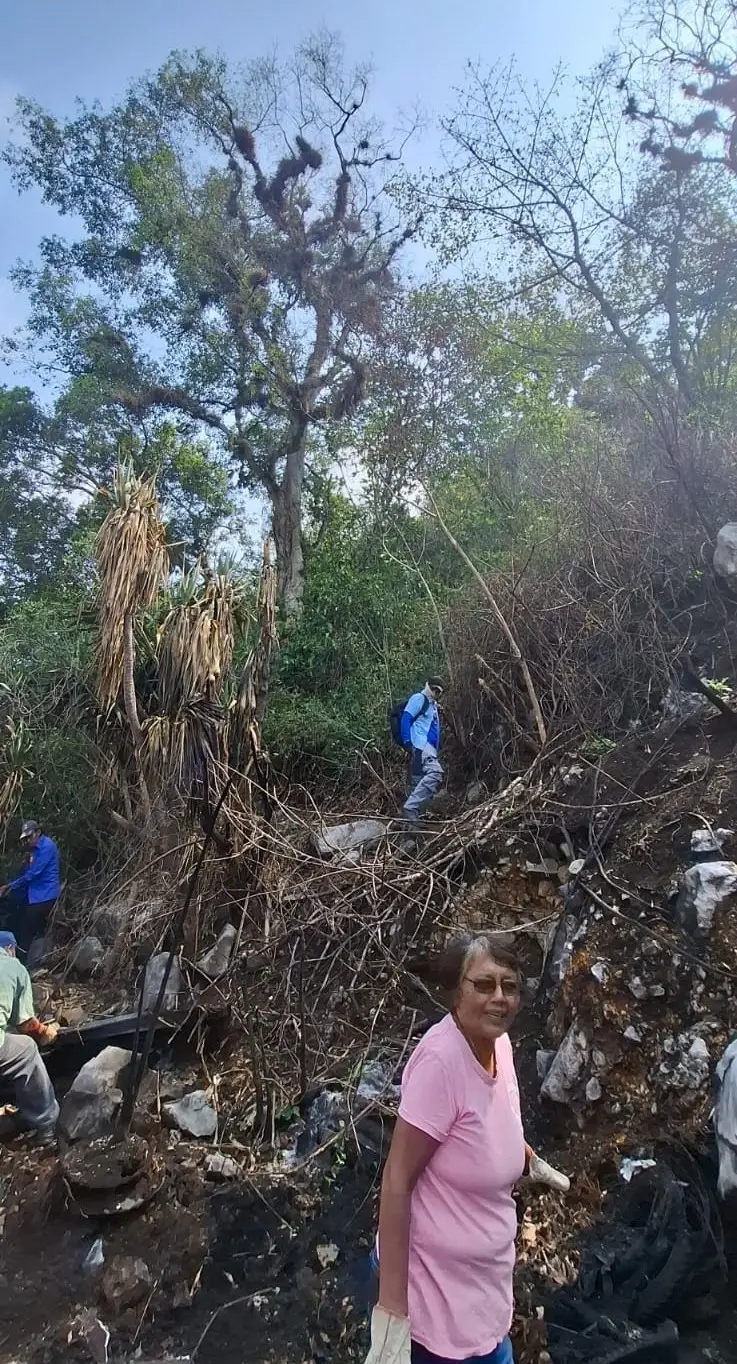 Personas realizando labores de conservación en el Chirimoyo, Orizaba, Veracruz