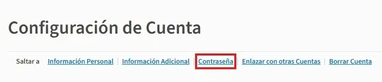Captura de pantalla de la página de Idealist mostrando la sección para Configuración de cuenta