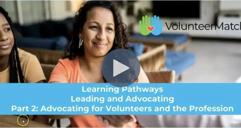 two woman smiling one shaking hands banner part 2 advocation for volunteers and the profession