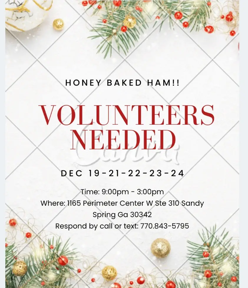 Honey Baked Ham Volunteers Needed