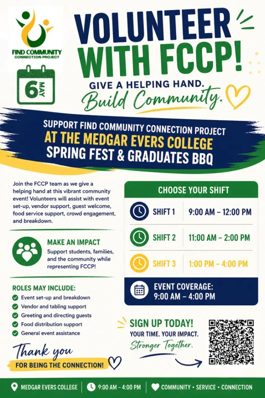 Volunteer With FCCP at Medgar Evers College Spring Fest & Graduates BBQ
