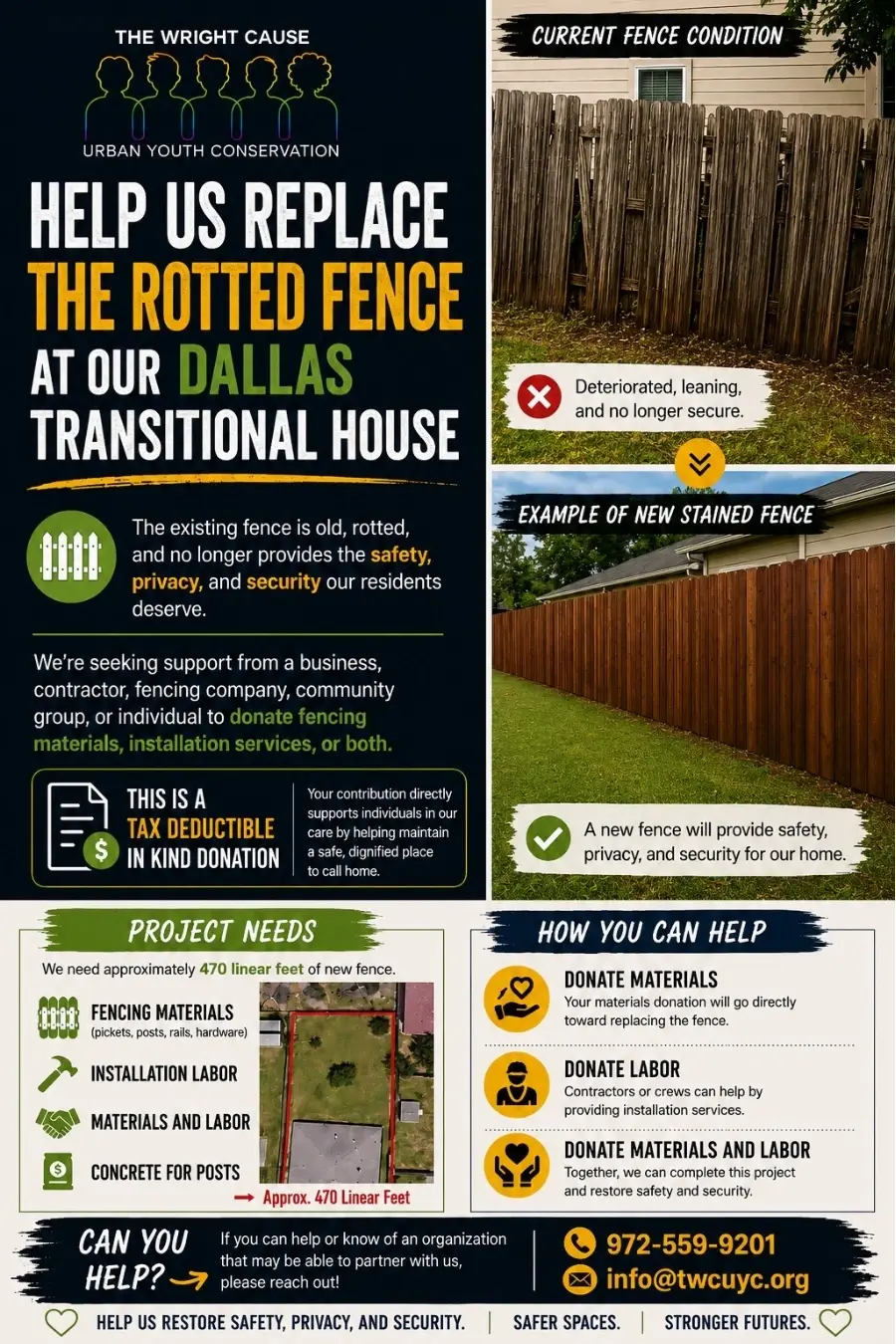 Help Replace the Fence at Our Dallas Transitional Housing Program