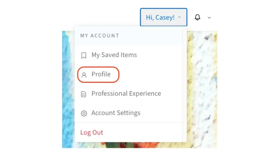A screenshot with a red circle around Profile.